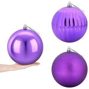 vidaXL Set božićnih kuglica XXL 3 kom. Lila &Oslash; 25 cm Plastika