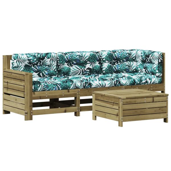 vidaXL 4-dijelna vrtna garnitura od impregnirane borovine s jastucima