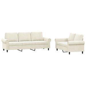 vidaXL 2-dijelni set sofa s jastucima krem bar&scaron;unasti