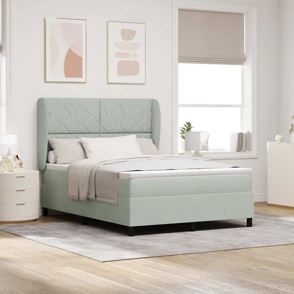 vidaXL Krevet s opruga kutije Svijetlo siva 190 x 140 cm Poliester