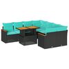 vidaXL 9-dijelni set vrtnih sofa s jastucima crni od poliratana