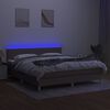 vidaXL Krevet box spring s madracem LED smeđesivi 180x200 cm tkanina