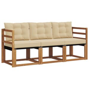 vidaXL Set vanjskih sofa s jastukom 3 pcs Prirodna i bež
