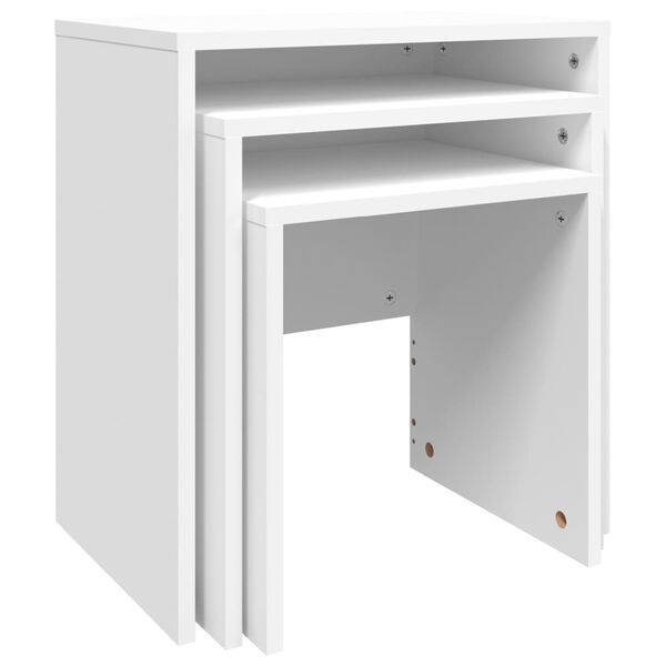 vidaXL Uklapajući stolići za kavu 3 kom bijeli od iverice