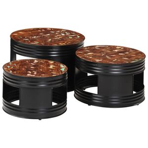 vidaXL Barski stolovi u obliku bubnja 3 kom masivno obnovljeno drvo