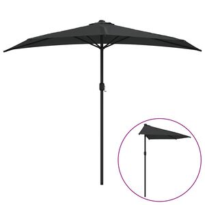 vidaXL Balkonski suncobran crni 270 x 144 x 222 cm polukružni