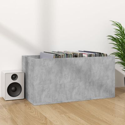 vidaXL Kutija za pohranu vinilnih ploča boja betona 71x34x36 cm drvena