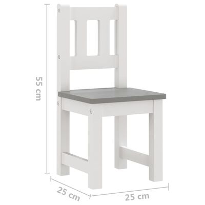 vidaXL 3-dijelni set dječjeg stola i stolica bijelo-sivi MDF