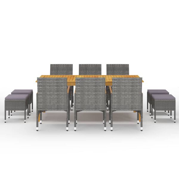 vidaXL 11-dijelni vrtni blagovaonski set sivi