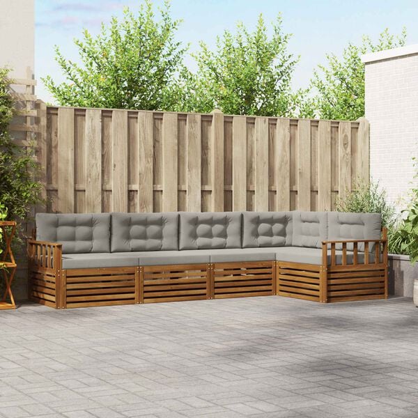 vidaXL Set vanjskih sofa s jastukom 5 pcs Prirodna i svijetlo siva