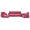 vidaXL 4-dijelni set sofa crvena boja vina baršunasti