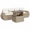 vidaXL 5-dijelni vrtni set sofa s jastucima bež od poliratana