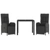 vidaXL 3-dijelni vrtni blagovaonski set s jastucima od poliratana crni