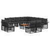 vidaXL Set vanjskih sofa 14 pcs Crna i tamno siva Poliester