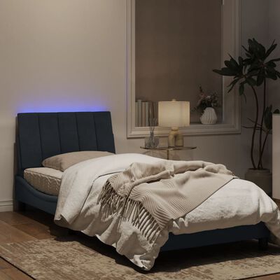 vidaXL Okvir kreveta s LED svjetlima tamnosivi 90 x 190 cm baršunasti