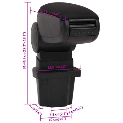 vidaXL Naslon za ruke za automobil crni 13,5x32,5x(31-46,5) cm ABS