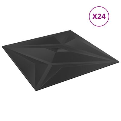 vidaXL Zidni paneli 24 kom crni 50 x 50 cm XPS 6 m² uzorak zvijezde