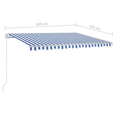 vidaXL Automatska tenda sa senzorom LED 4,5 x 3,5 m plavo-bijela