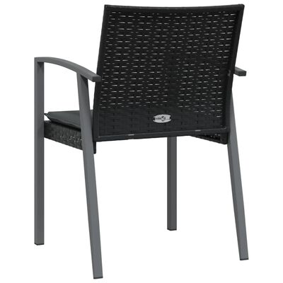 vidaXL Vrtne stolice s jastucima 2 kom crne 56,5x57x83 cm poliratan