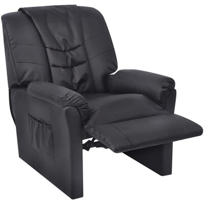 vidaXL Shiatsu masažna fotelja od umjetne kože crna