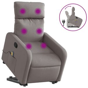 vidaXL Masažni naslonjač na podizanje od tkanine smeđesivi