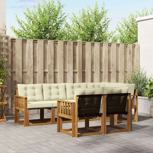 vidaXL Set vanjskih sofa s jastukom 7 pcs Prirodna i krem