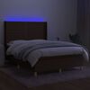 vidaXL Krevet box spring s madracem LED tamnosmeđi 140x190 cm tkanina
