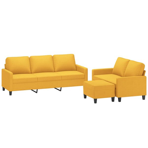 vidaXL 3-dijelni set sofa s jastucima svjetložuti od tkanine