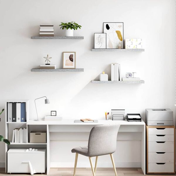 vidaXL Plutajuće zidne police 4 kom boja betona 80 x 23,5 x 3,8 cm MDF