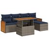vidaXL 6-dijelni set vrtnih sofa poliratan i bagrem s jastucima sivi
