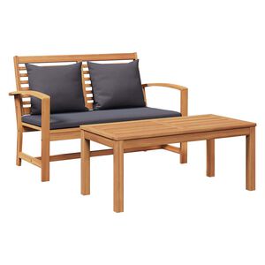 vidaXL klupa Smeđa i tamno siva 110 x 66 x 76 cm Čvrsto teak drvo