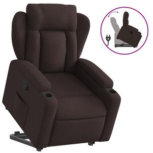 vidaXL Naslonjač na podizanje tamnosmeđi od tkanine