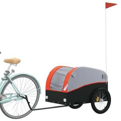 vidaXL Prikolica za bicikl crno-narančasta 45 kg željezna
