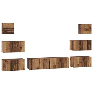 vidaXL Set TV komoda Zidne 8 pcs Staro drvo Konstruirano drvo