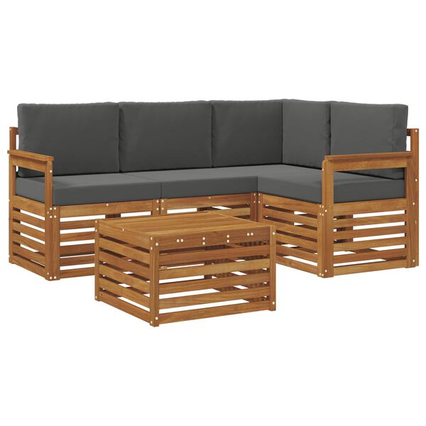 vidaXL Setovi namje&scaron;taja 5 pcs Prirodna i antracit Konstruirano drvo