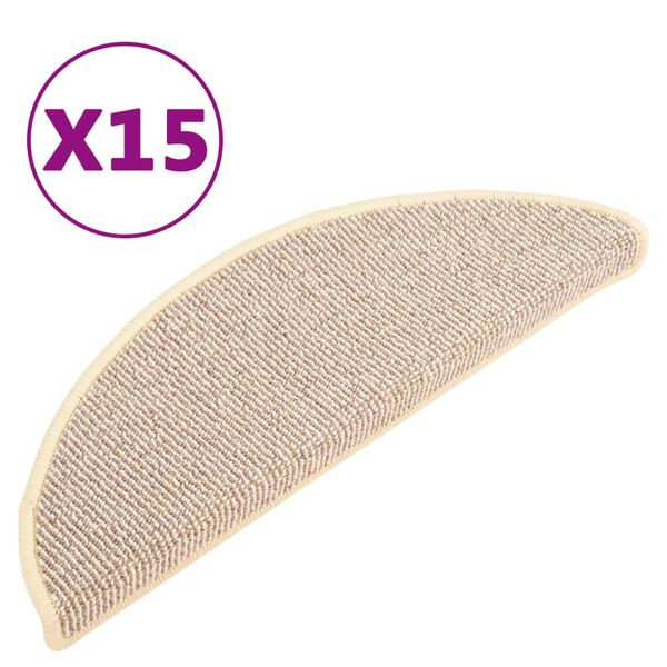 vidaXL Prostirke za stepenice 15 kom 65x21x4 cm Bijele i smeđe poluokrugle velike