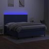 vidaXL Krevet box spring s madracem LED plavi 180x200 cm od tkanine