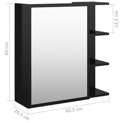 vidaXL Kupaonski ormarić visoki sjaj crni 62,5 x 20,5 x 64 cm drveni