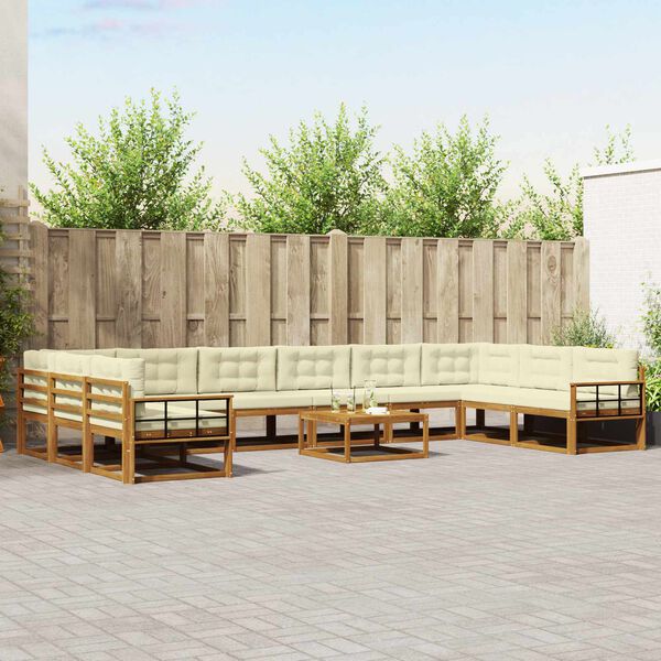 vidaXL Set vanjskih sofa s jastukom 11 pcs Prirodna i krem