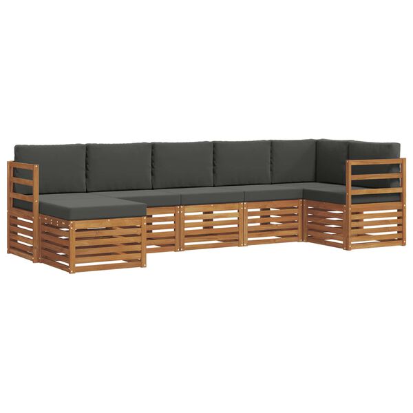 vidaXL Setovi sofa 7 pcs Prirodna i antracit Čvrsto drvo akacije