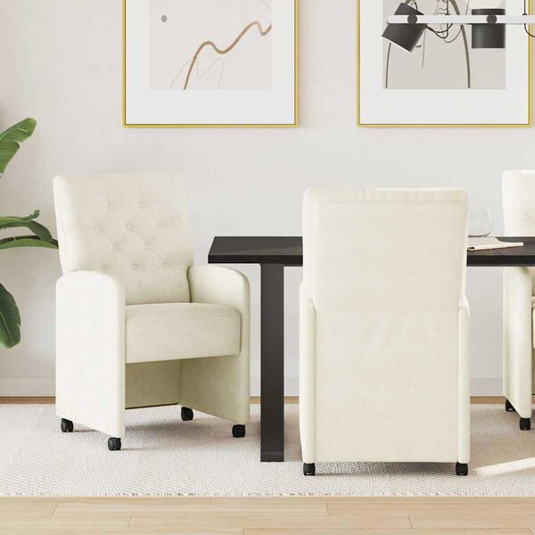 vidaXL Blagovačke stolice s kotačima 2 pcs Krema 58 x 67 x 97 cm