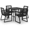vidaXL 5-dijelni vrtni blagovaonski set od PVC ratana crni