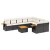 vidaXL 10-dijelni set vrtnih sofa s jastucima crni od poliratana