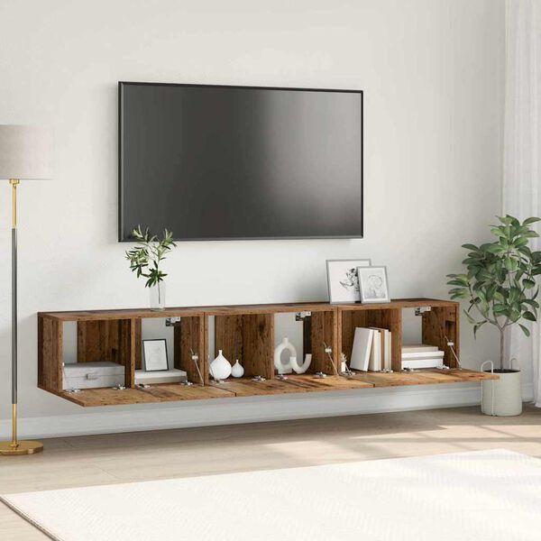vidaXL Set TV komoda 3 pcs Smeđa 60 x 30 x 30 cm Konstruirano drvo