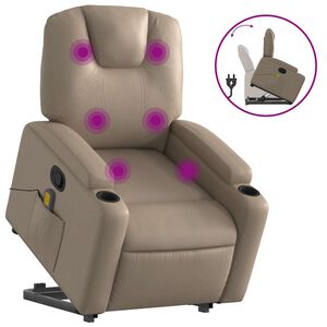 vidaXL Masažni naslonjač na podizanje od umjetne kože boja cappuccina