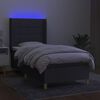 vidaXL Krevet box spring s madracem LED tamnosivi 90x190 cm tkanina