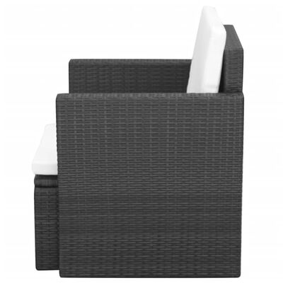 vidaXL Vrtna stolica od poliratana s jastucima crna