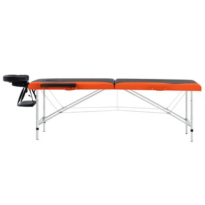 vidaXL Sklopivi masažni stol s 2 zone aluminijski crno-narančasti