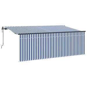 vidaXL Skrovita tenda Plava i bijela 400 x 200 cm Poliester i aluminij