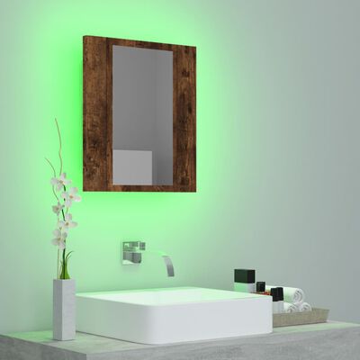 vidaXL LED kupaonski ormarić s ogledalom boja hrasta 40x12x45cm drveni